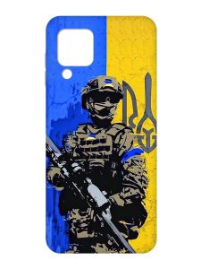 Матовий чохол з рожевими боками на Samsung Galaxy M32/A22/M22 4G :: Солдат (патріотичний принт 350)