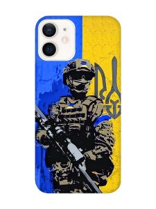 Матовий чохол з червоними боками на Apple iPhone 12 / 12 Pro (6.1) :: Солдат (патріотичний принт 350)