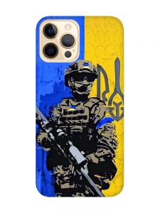 Матовий чохол з червоними боками на Apple iPhone 12 Pro Max :: Солдат (патріотичний принт 350)