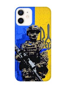 Матовий чохол з рожевими боками на Apple iPhone 12 / 12 Pro (6.1) :: Солдат (патріотичний принт 350)