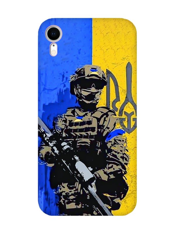 Матовий чохол з рожевими боками на Apple iPhone XR :: Солдат (патріотичний принт 350)