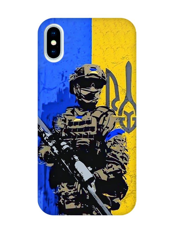Матовий чохол з рожевими боками на iPhone X / Xs :: Солдат (патріотичний принт 350)