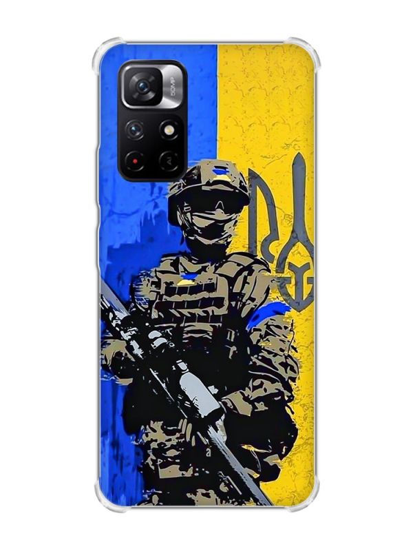 Чохол з потовщеними кутами на Xiaomi Redmi Note 11 5G :: Солдат (патріотичний принт 350)