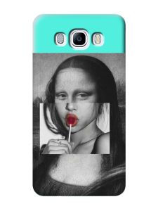 Матовий бірюзовий чохол на Samsung Galaxy J7(2016) J710 :: Сучасна Мона Ліза (принт 351)