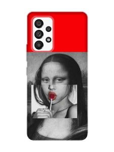 Матовий червоний чохол на Samsung Galaxy A53 4G/5G :: Сучасна Мона Ліза (принт 351)