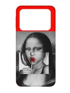 Матовий червоний чохол на Xiaomi Poco X4 Pro 5G :: Сучасна Мона Ліза (принт 351)