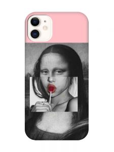 Матовий рожевий чохол на Apple iPhone 11 (6.1) :: Сучасна Мона Ліза (принт 351)