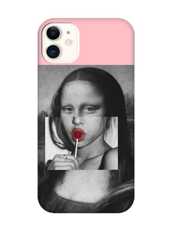 Матовий рожевий чохол на Apple iPhone 11 (6.1) :: Сучасна Мона Ліза (принт 351)