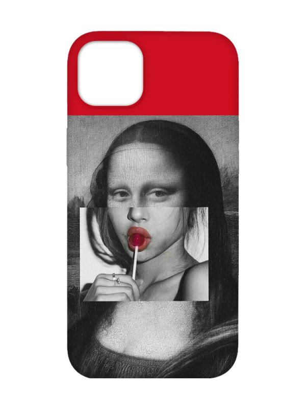 Матовий червоний чохол на iPhone 14 Plus :: Сучасна Мона Ліза (принт 351)