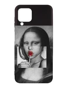 Матовий чорний чохол на Samsung Galaxy A12 :: Сучасна Мона Ліза (принт 351)