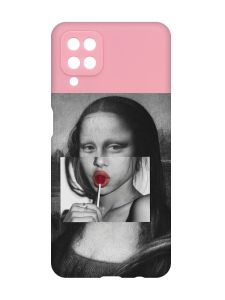 Матовий рожевий чохол на Samsung Galaxy A12 :: Сучасна Мона Ліза (принт 351)
