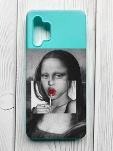 Матовий бірюзовий чохол на Samsung Galaxy A32 :: Сучасна Мона Ліза (принт 351)
