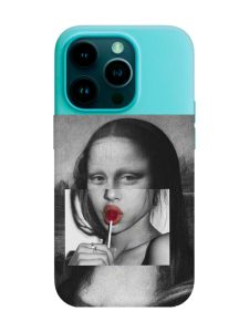 Матовий бірюзовий чохол на Apple iPhone 14 Pro :: Сучасна Мона Ліза (принт 351)