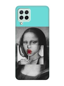 Матовий бірюзовий чохол на Samsung Galaxy M32/M22/A22 4G :: Сучасна Мона Ліза (принт 351)