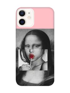 Матовий рожевий чохол на Apple iPhone 12 / 12 Pro (6.1) :: Сучасна Мона Ліза (принт 351)