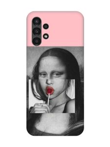 Матовий рожевий чохол на Samsung A13 4G :: Сучасна Мона Ліза (принт 351)