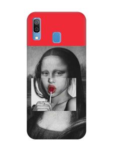 Матовий червоний чохол на Samsung Galaxy A30 (2019) / A20 (2019) :: Сучасна Мона Ліза (принт 351)