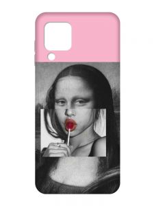 Матовий рожевий чохол на Samsung Galaxy M32/A22/M22 4G :: Сучасна Мона Ліза (принт 351)