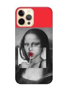 Матовий червоний чохол на Apple iPhone 12 Pro Max :: Сучасна Мона Ліза (принт 351)