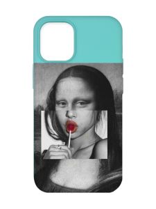 Матовий бірюзовий чохол на Apple iPhone 12/12 Pro (6.1) :: Сучасна Мона Ліза (принт 351)