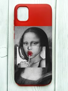 Матовий червоний чохол на Samsung Galaxy A04E/A042 :: Сучасна Мона Ліза (принт 351)