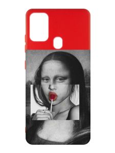 Матовий червоний чохол на Samsung Galaxy M30s/M21 :: Сучасна Мона Ліза (принт 351)