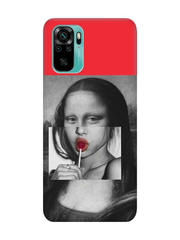 Матовий червоний чохол на Xiaomi Redmi Note 10 / Note 10s :: Сучасна Мона Ліза (принт 351)