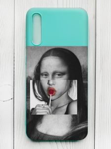 Матовий бірюзовий чохол на Samsung Galaxy A50 (2019) A505/A30s :: Сучасна Мона Ліза (принт 351)