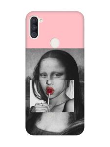 Матовий рожевий чохол на Samsung Galaxy A11 :: Сучасна Мона Ліза (принт 351)