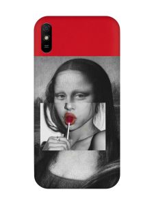 Матовий червоний чохол на Xiaomi Redmi 9A :: Сучасна Мона Ліза (принт 351)