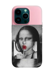 Матовий рожевий чохол на Apple iPhone 14 Pro :: Сучасна Мона Ліза (принт 351)