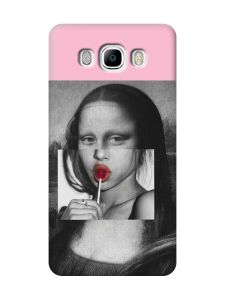 Матовий рожевий чохол на Samsung Galaxy J7(2016) J710 :: Сучасна Мона Ліза (принт 351)
