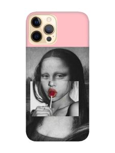 Матовий рожевий чохол на Apple iPhone 12 Pro Max :: Сучасна Мона Ліза (принт 351)