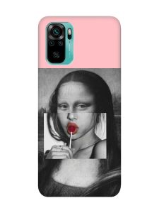 Матовий рожевий чохол на Xiaomi Redmi Note 10 / Note 10s :: Сучасна Мона Ліза (принт 351)