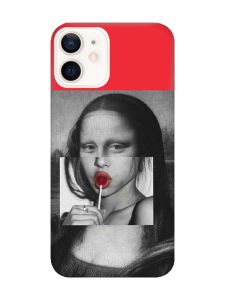 Матовий червоний чохол на Apple iPhone 12 / 12 Pro (6.1) :: Сучасна Мона Ліза (принт 351)