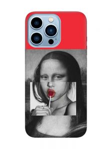 Матовий червоний чохол на Apple iPhone 13 Pro Max :: Сучасна Мона Ліза (принт 351)
