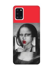 Матовий червоний чохол на Samsung Galaxy A31 :: Сучасна Мона Ліза (принт 351)