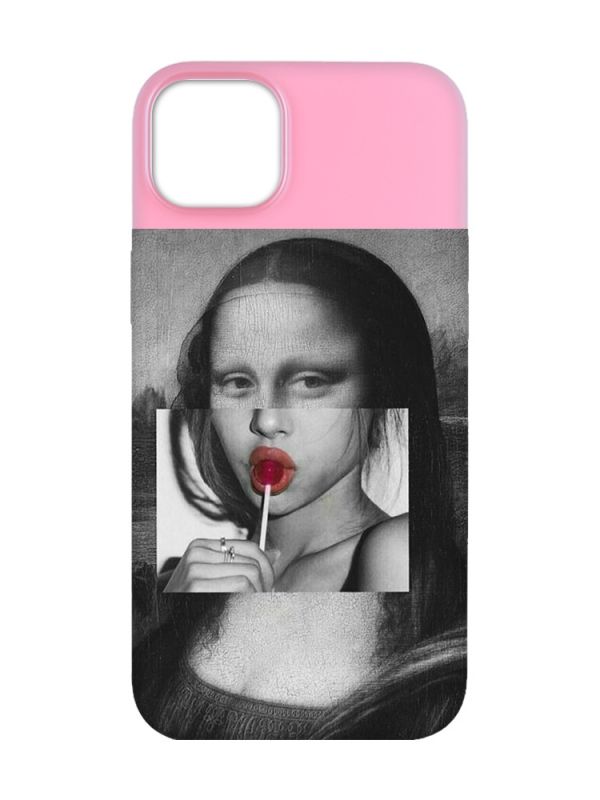 Матовий рожевий чохол на Apple iPhone 14 Plus :: Сучасна Мона Ліза (принт 351)