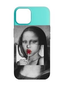 Матовий бірюзовий чохол на Apple iPhone 14 :: Сучасна Мона Ліза (принт 351)