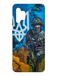 Матовий чохол з рожевими боками на Samsung Galaxy A32 :: Військовий (патріотичний принт 349)