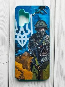 Матовий чохол з бірюзовими боками на Samsung Galaxy A32 :: Захисник (патріотичний принт 349)