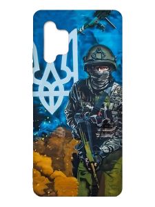 Матовий чохол з червоними боками на Samsung Galaxy A32 :: Військовий (патріотичний принт 349)