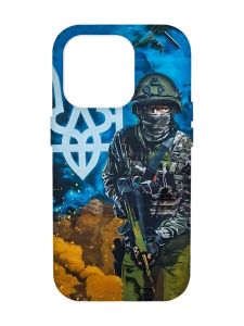 Матовий чохол з рожевими боками на Apple iPhone 14 Pro Max :: Військовий (патріотичний принт 349)