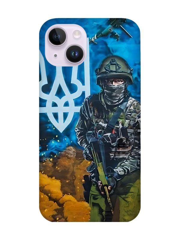 Чохол із захистом камери на iPhone 14 :: Військовий (патріотичний принт 349)