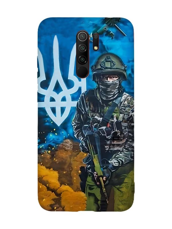Матовий чохол з червоними боками на Xiaomi Redmi Note 8 Pro :: Військовий (патріотичний принт 349)