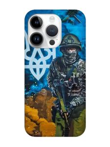 Матовий чохол з чорними боками на Apple iPhone 14 Pro :: Військовий (патріотичний принт 349)