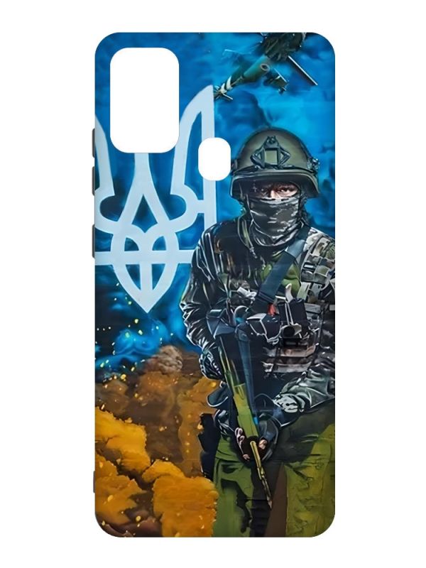 Матовий чохол з чорними боками на Samsung Galaxy M30s/M21 :: Військовий (патріотичний принт 349)