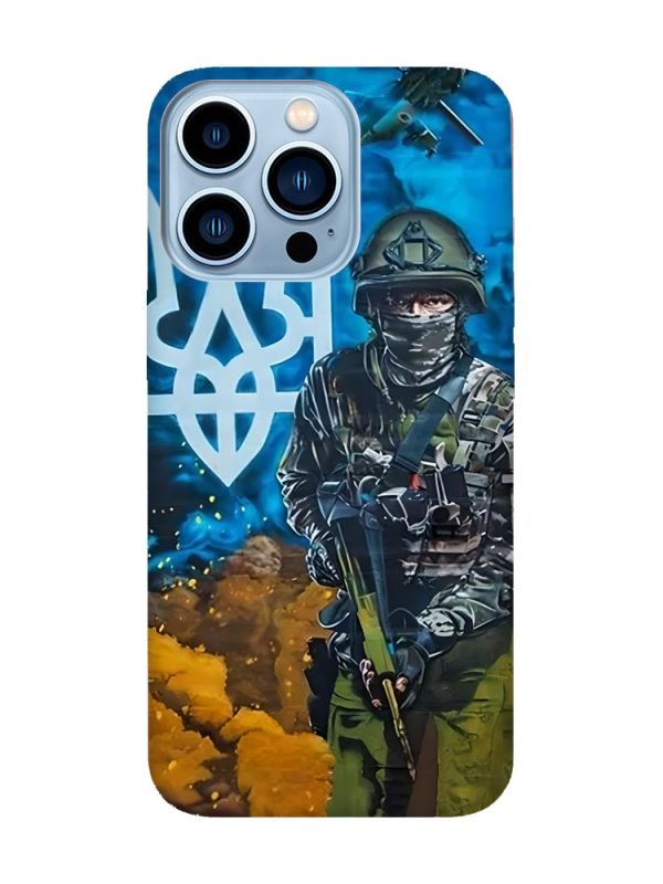 Матовий чохол з рожевими боками на Apple iPhone 13 Pro Max :: Військовий (патріотичний принт 349)