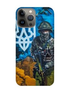 Матовий чохол з рожевими боками на Apple iPhone 13 Pro :: Військовий (патріотичний принт 349)