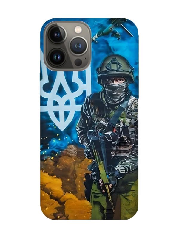 Матовий чохол з рожевими боками на Apple iPhone 13 Pro :: Військовий (патріотичний принт 349)